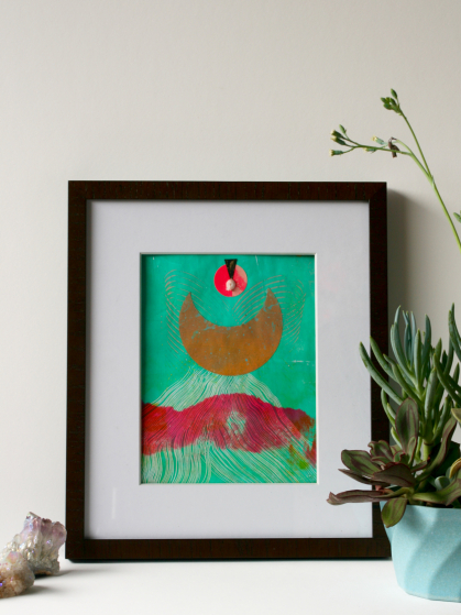 MONOPRINT, EMBELLISHED COLLAGE